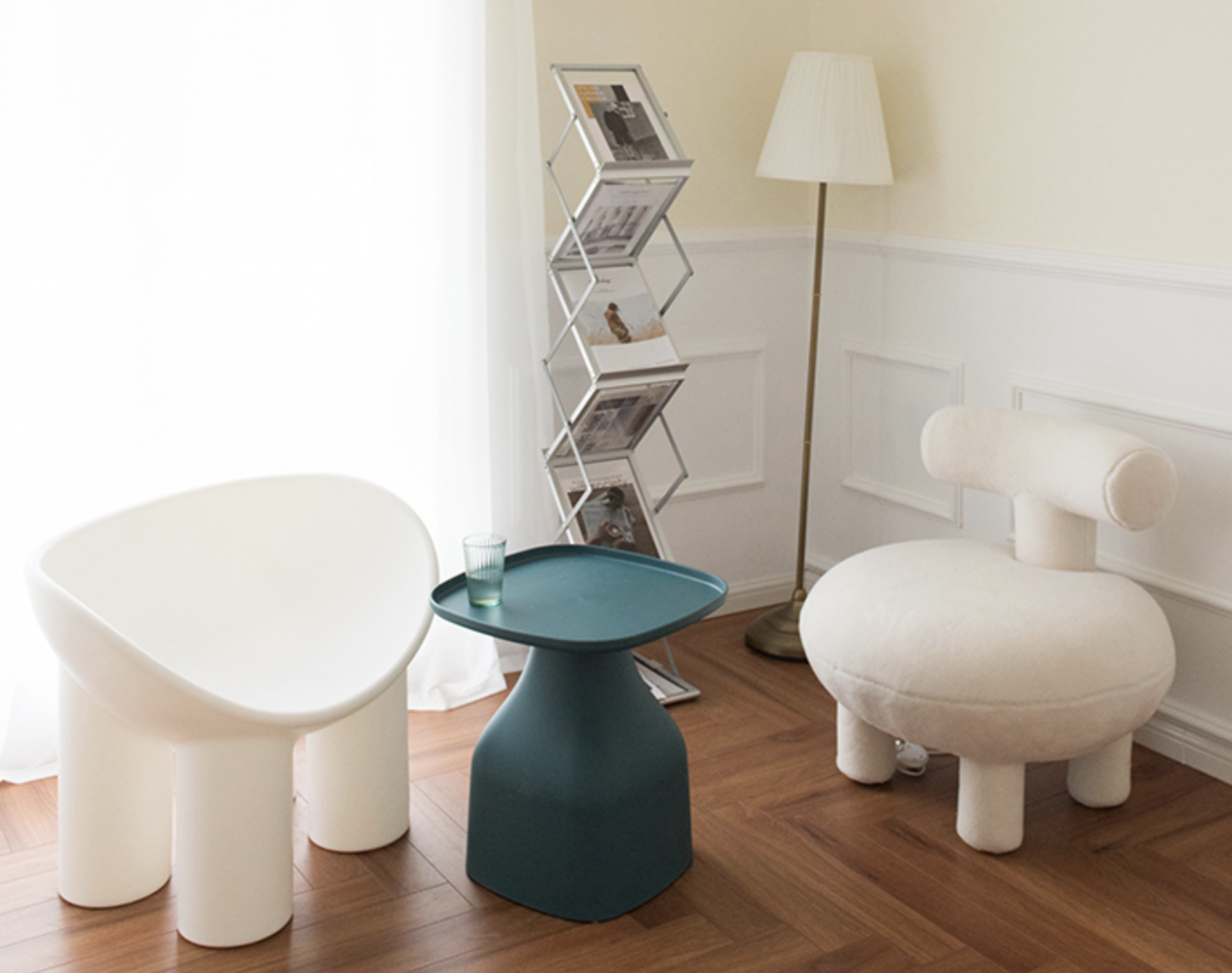 Furniteture Market】ぽってりホワイトチェア｜ソファー・椅子