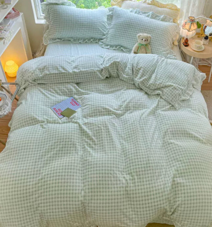 ギンガムチェックのウィンターベッドカバーセット – 韓国デザイン雑貨