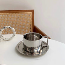 画像をギャラリービューアに読み込む, metal coffee cup(tea spoon&amp;saucer set)

