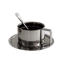 画像をギャラリービューアに読み込む, metal coffee cup(tea spoon&amp;saucer set)
