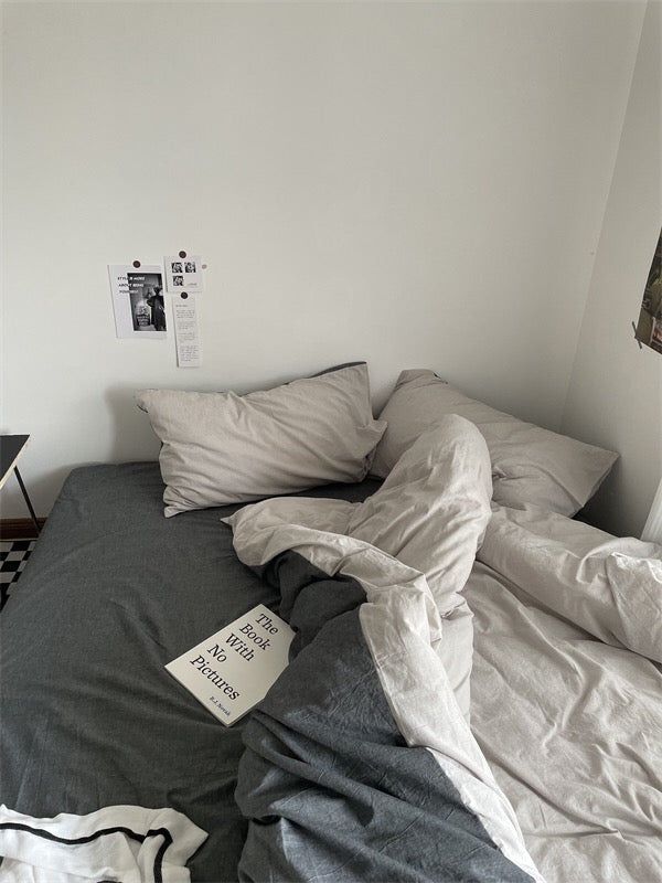 Dark tone bed linen set.